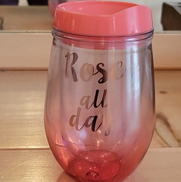 Rose All Day" Wine Tumbler with Lid - Picture 1 of 7